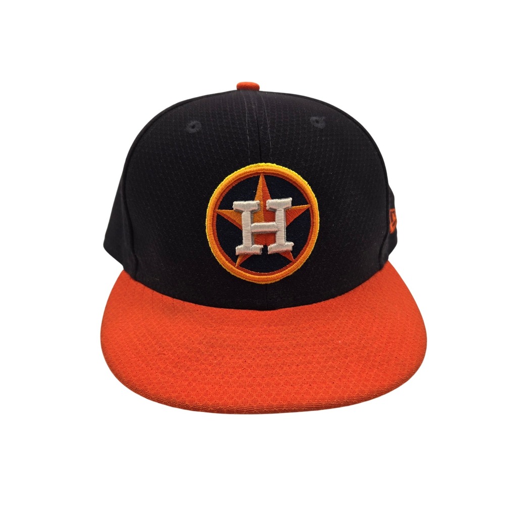 New Era Houston Astros 59FIFTY MLB Baseball Cap 7 1/4 Black Orange‎ Collectible